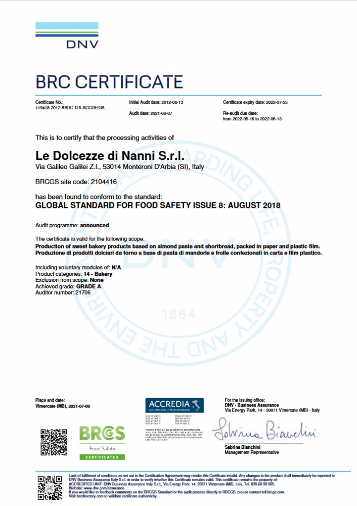 certificato BRC